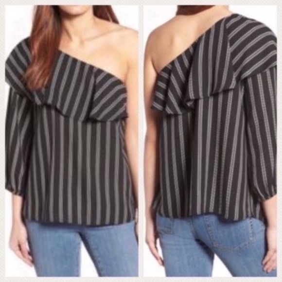 Halogen Tops - Halogen One Shoulder Top with Ruffle Small